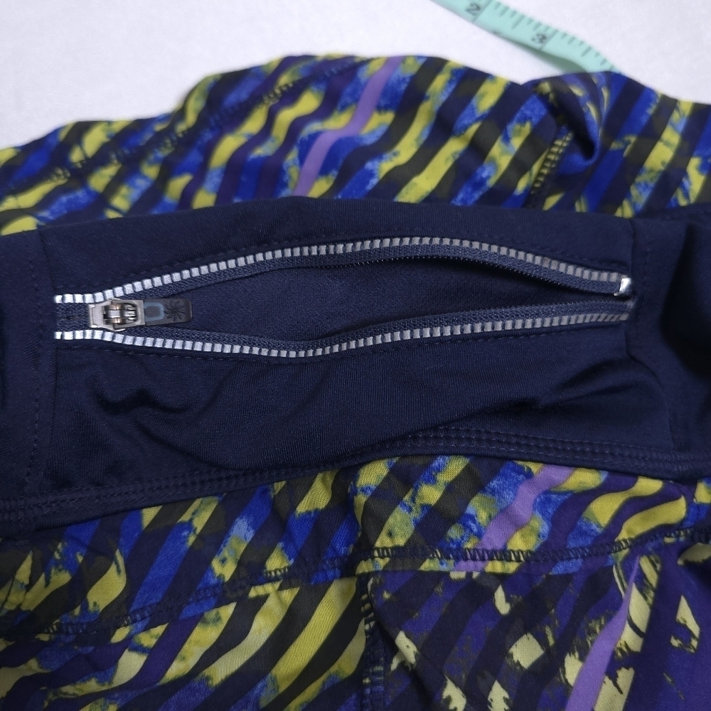 Athleta Women’s Athletic Swim Workout Striped Neon Navy Running Shorts Small - Picture 9 of 9